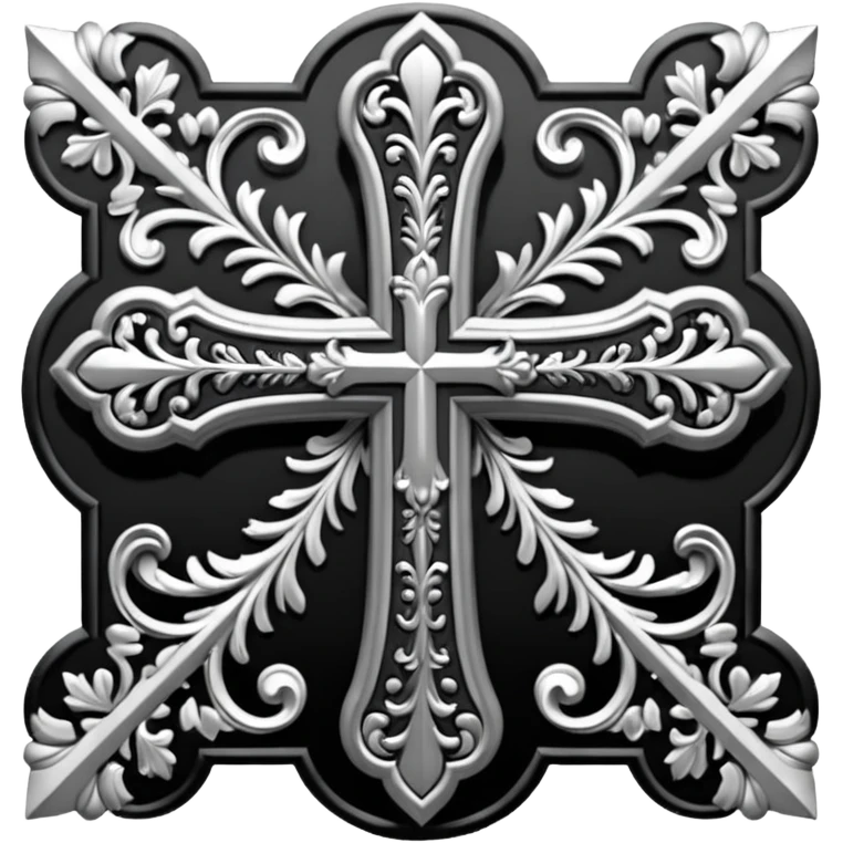 a black and white detailed cross emoji