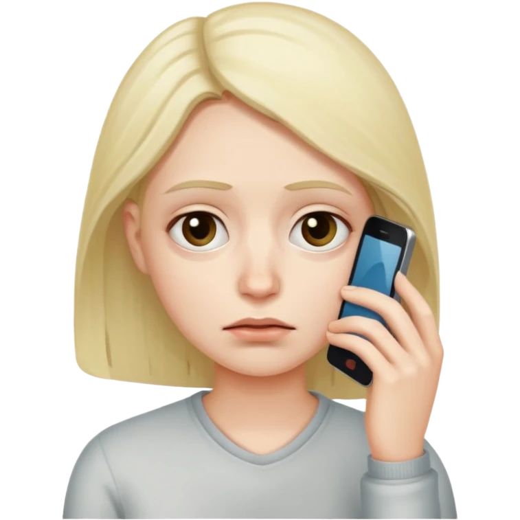 person with very pronounced dark circles under eyes, tired and addicted looking at phone emoji