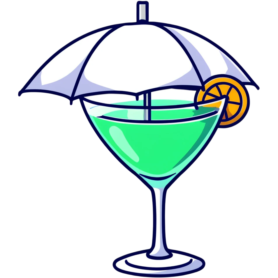 colorful cocktail glass with umbrella emoji