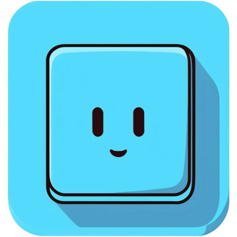 square pastel blue button with soft shadow emoji