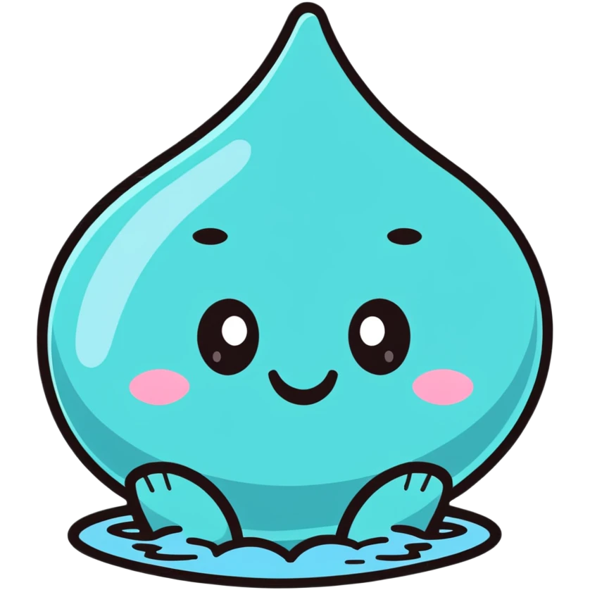 cute water character with smiling face emoji