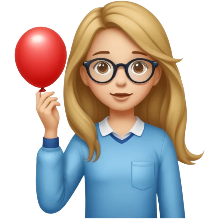 Une fille porteuse de trisomie 21 peau mat cheveux long avec lunette qui joue au ballon emoji