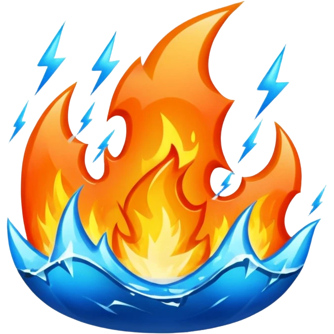 Fire water, and lightning in the middle emoji
