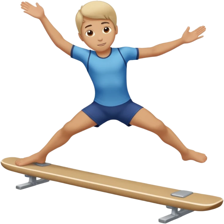 balance beam with a boy balancing on top flipping emoji