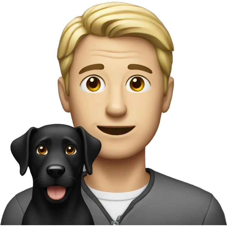  Man with black dog emoji