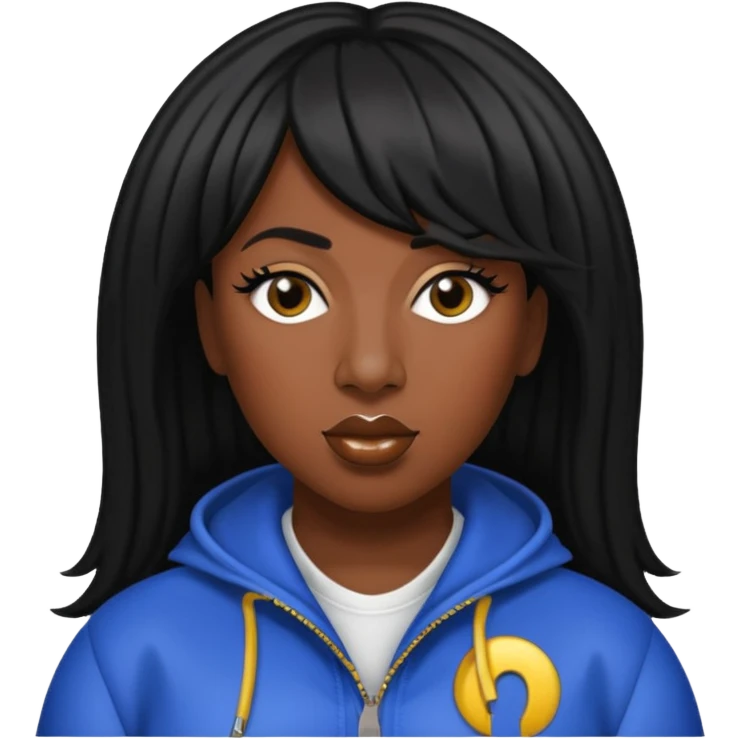 Missy Elliott with black hair emoji