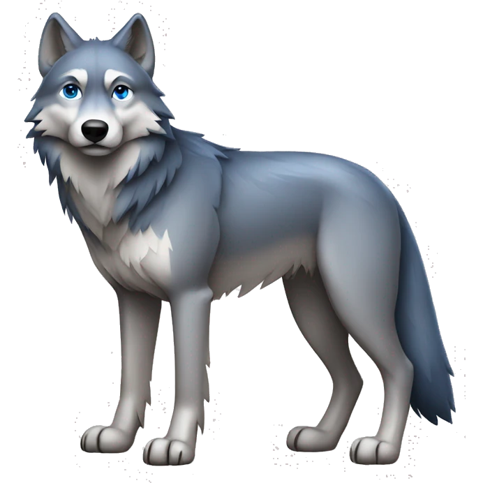 Grey wolf with darker points, and blue eyes. full body emoji