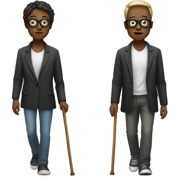 blind person walking with stick black glasses emoji