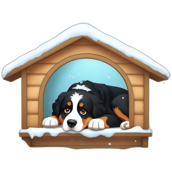 bernese mountain dog lying in a snow house emoji