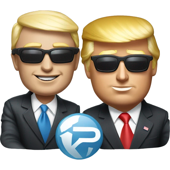 Elon musk wearing sun glasses and taking a selfie with Donald trump emoji