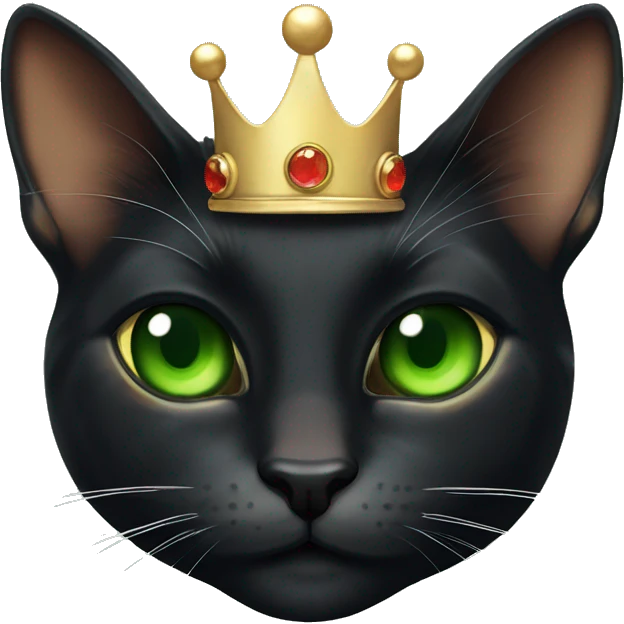 tortoiseshell black cat green eyes with crown on emoji