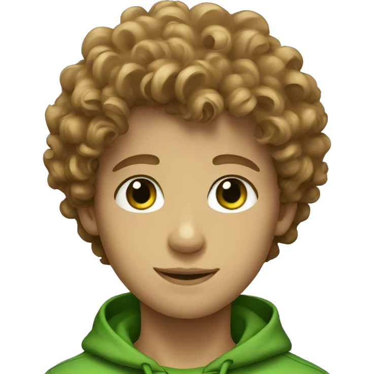 light brown curly haired boy with green eyes emoji