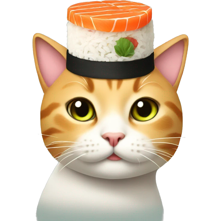 cat wearing sushi as a hat emoji