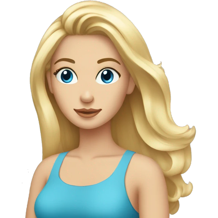 mujer rubia mirando su cabello decolorado blue eyes emoji