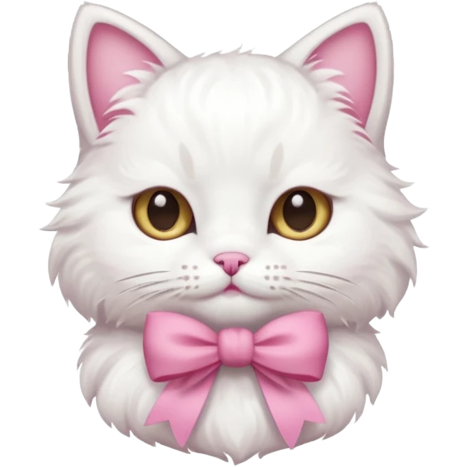 white cat with bow emoji