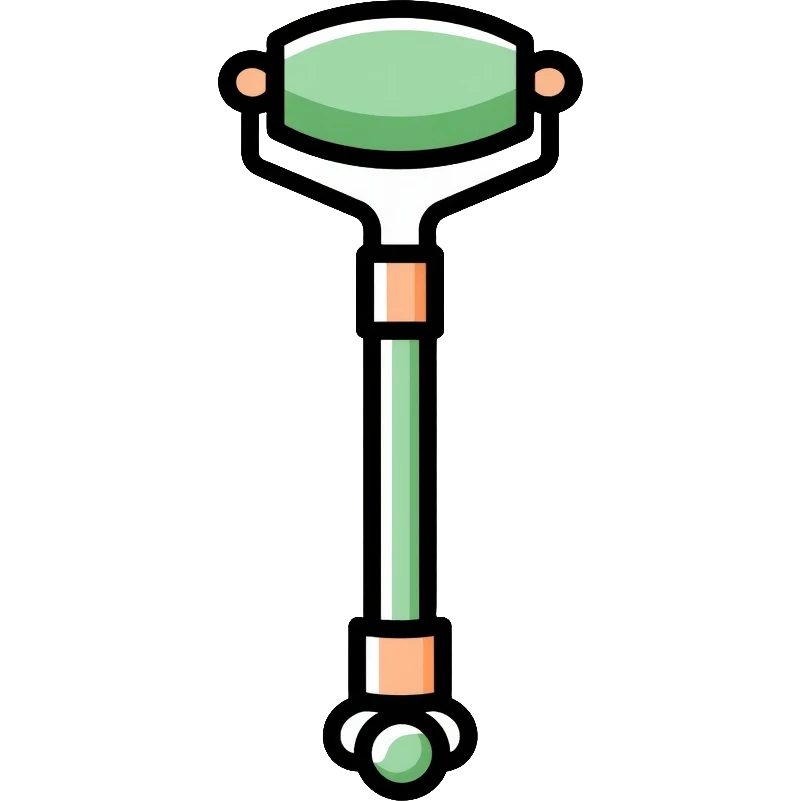 Jade facial roller, minimalist, rounded, soft pastel colors, skin care accessory emoji