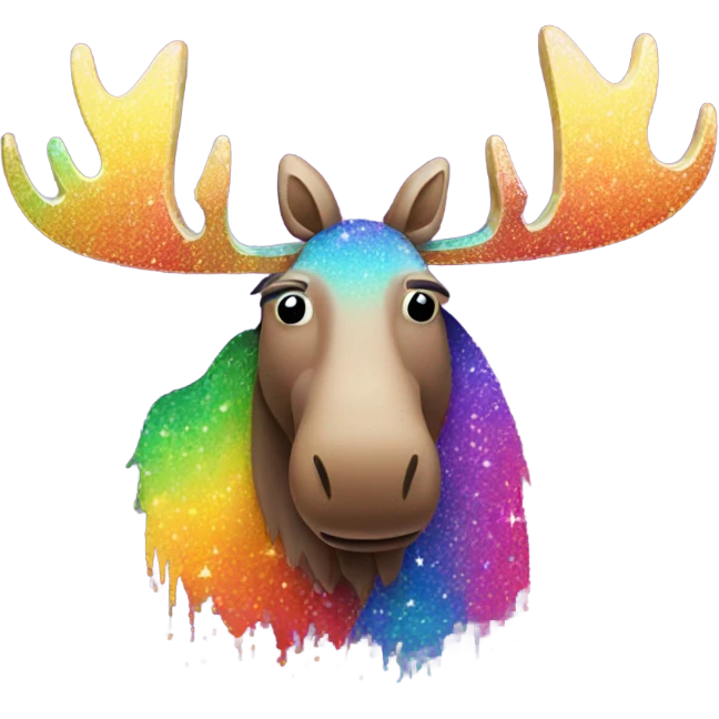 Lisa frank glitter rainbow moose emoji