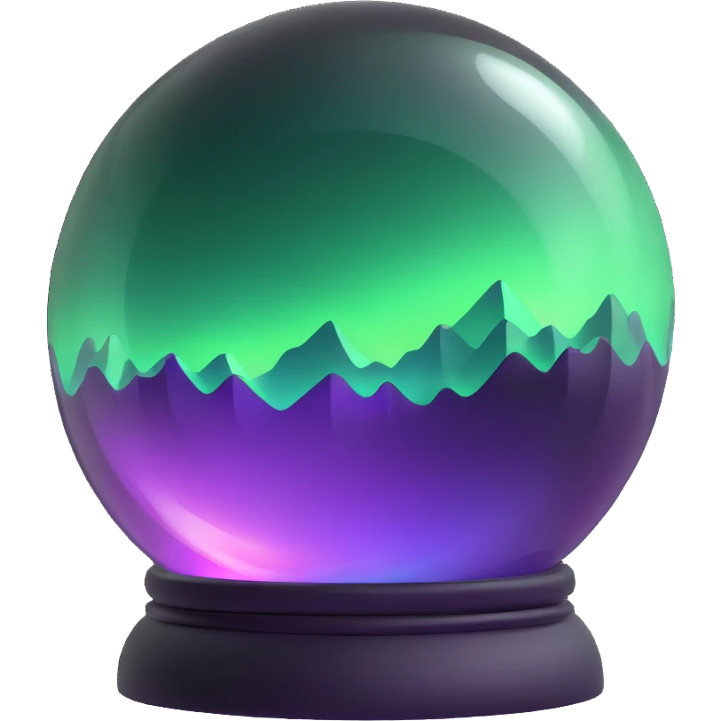 aurora crystal ball with swirling green and purple lights emoji