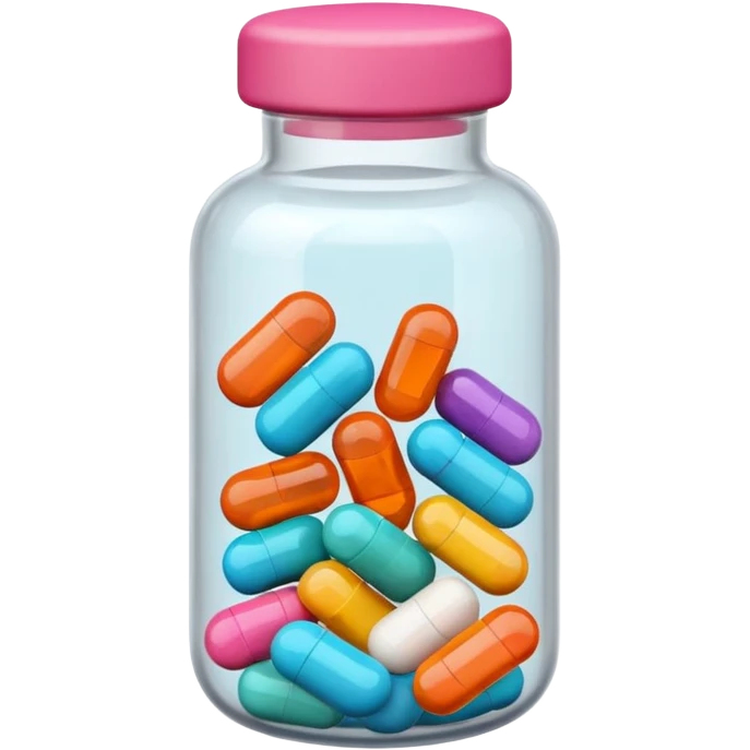 pills in bottle, 3d cartoon style, memoji style. emoji