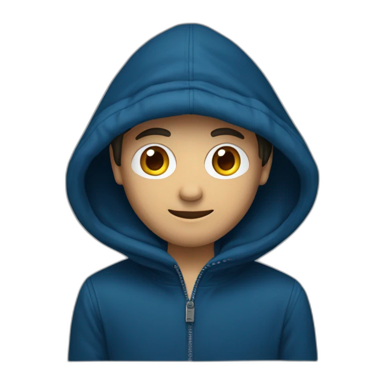 jeune homme avec une cagoule bleu foncé emoji