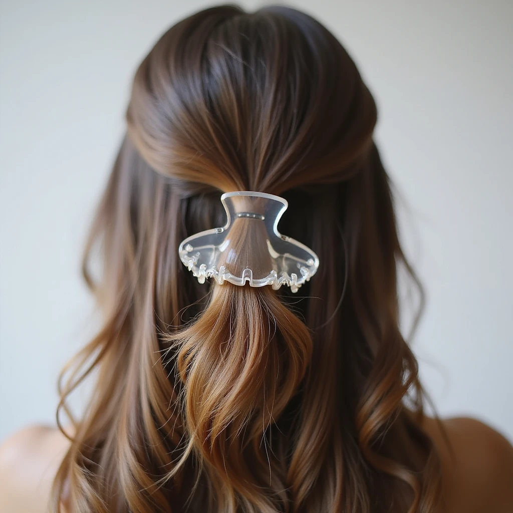 realistic hairclip, transparent acrylic, photorealistic style emoji