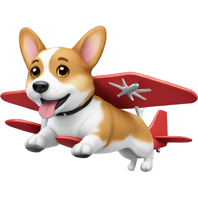 Corgi flying an airplane emoji