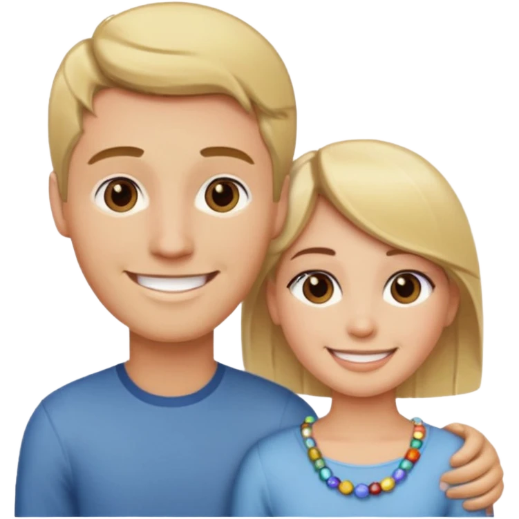 create couple emojis, tall blonde beaded guy, and short brown hair hazel eyed girl emoji