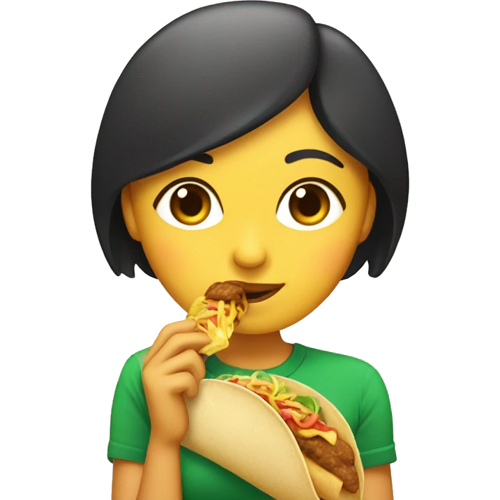 chica linda mexicana comiendo un taco con una estrella emoji