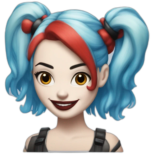 Margot Robbie as Harley Quinn with blue and red hair emoji