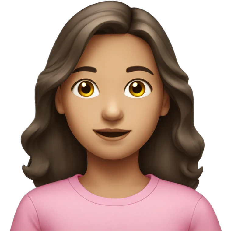 brunette girl child wearing pink emoji