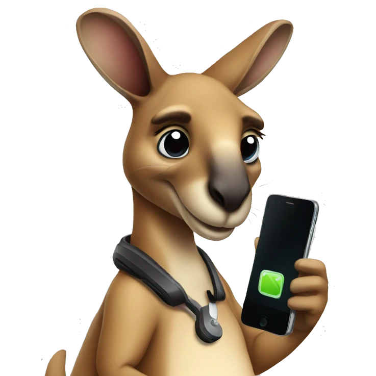 a kangaroo with a phone  emoji