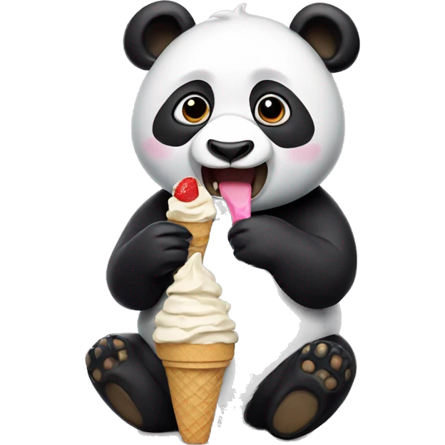 Panda eating ice cream emoji