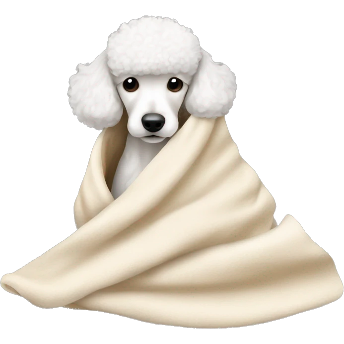 white poodle brown nose sleeping in blanket emoji