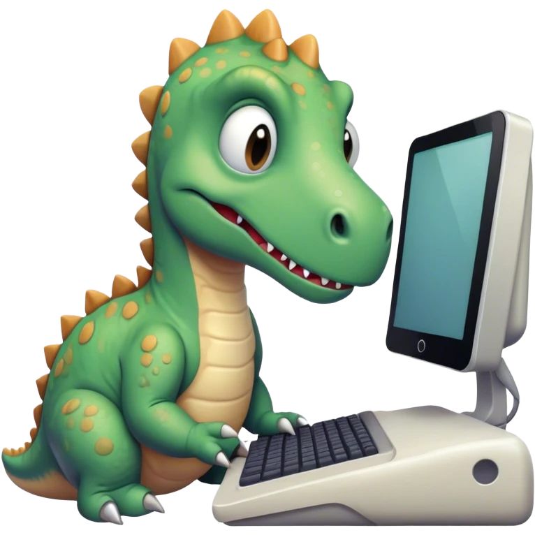 computer working sad dinosaur  emoji
