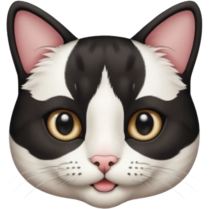 a black and white chat, with mustache birthmark in the mouth emoji