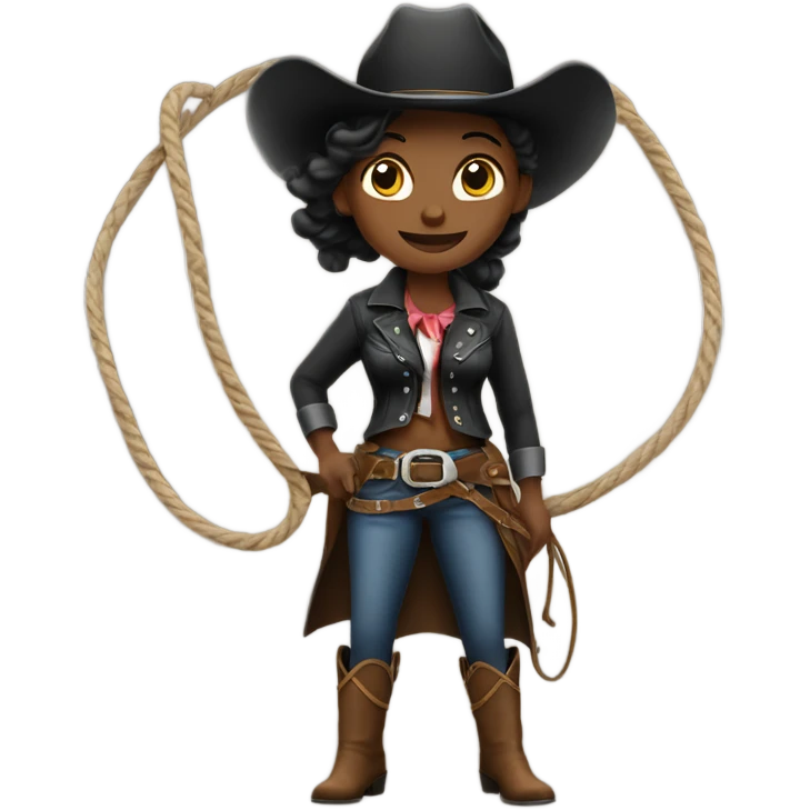 Black cowgirl with a lasso emoji