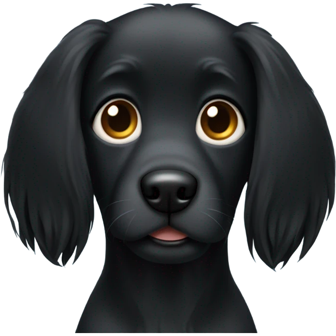 Black dog with Long hair and ears emoji