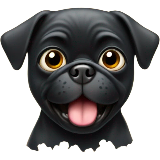 Black pug eating popcorn emoji