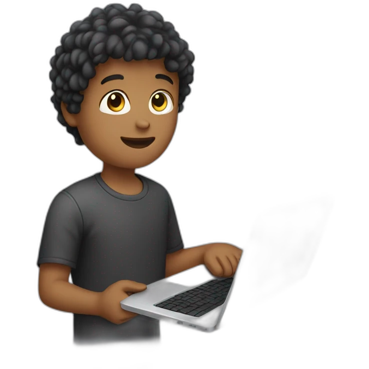 Boy having laptop in hand emoji