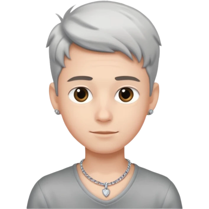 boy showcasing stylish necklace emoji