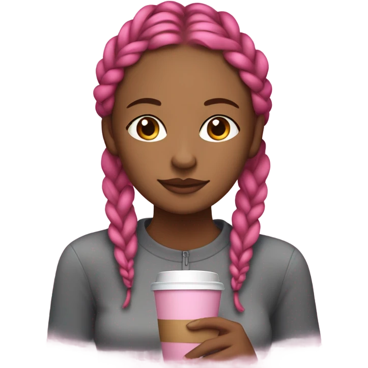 brownskin girl with braids and edges done with her eyes closed with a pink girl drinking coffee emoji