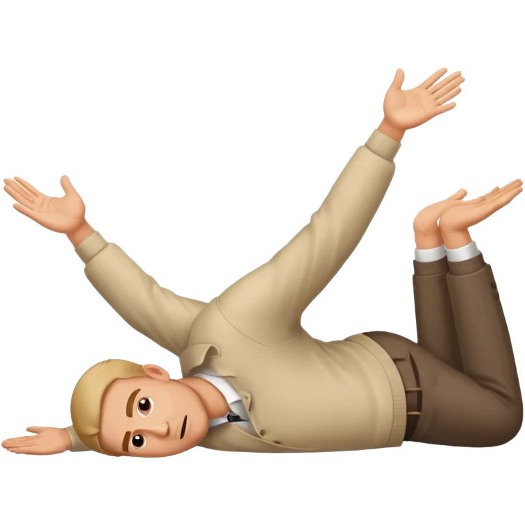 man surrendering on the ground lying face down with arms stretched forward in a gesture of surrender, simple and clear emoji