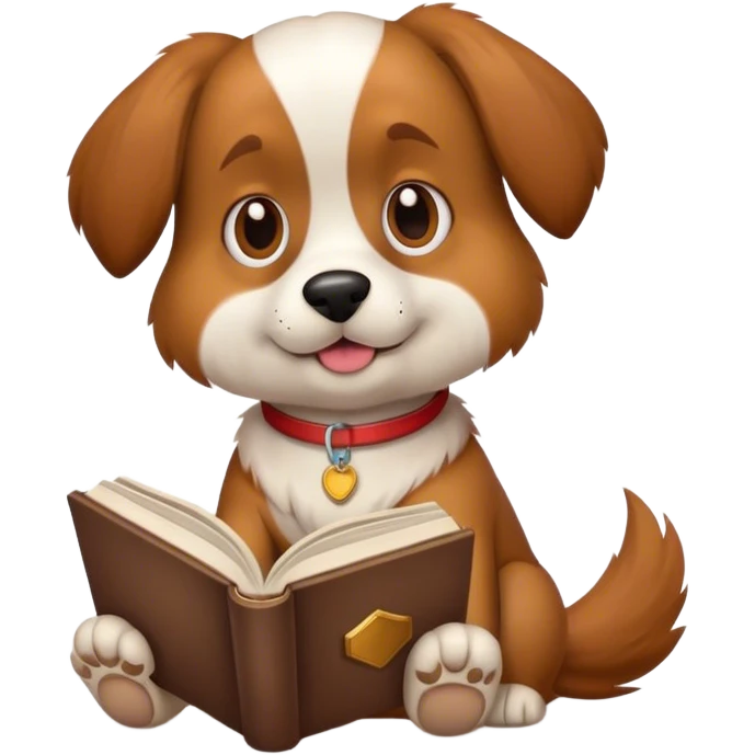 Dog reading a book emoji
