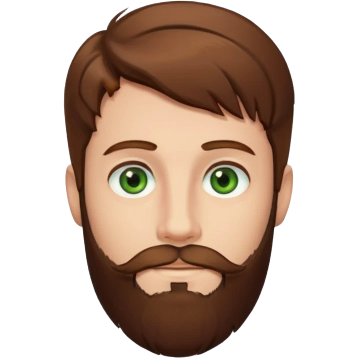 a boy with brown hair, green eyes, perfect beard emoji