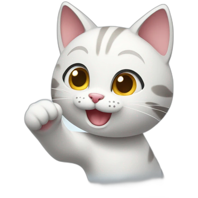 kitty waving her paws in greeting emoji