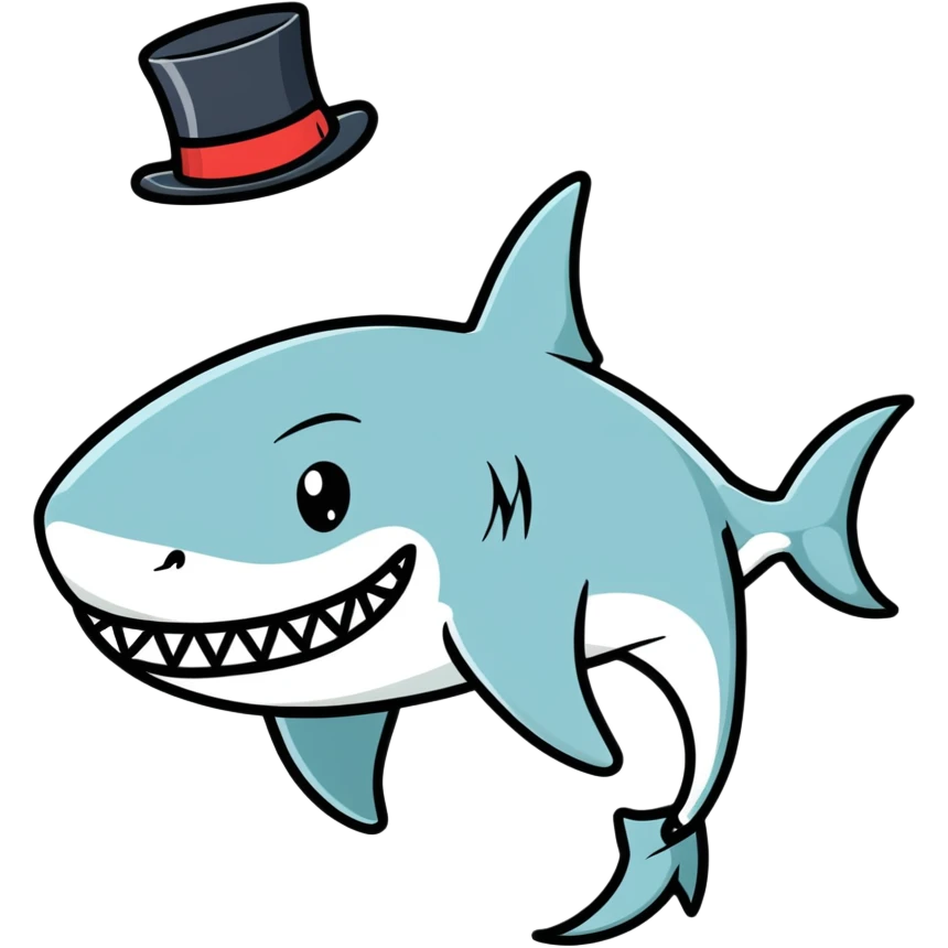 Shark with a top hat emoji