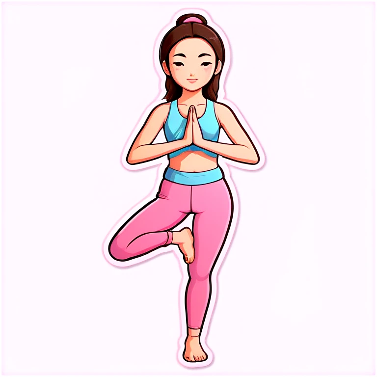 asian yoga girl light pink clothes  emoji