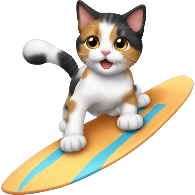 calico kitten surfing  emoji