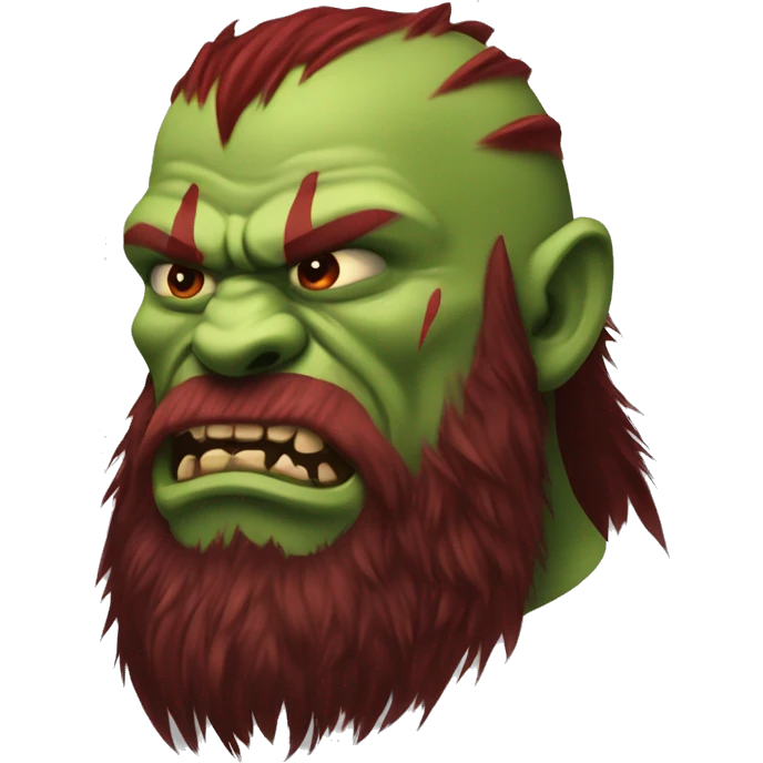Berserker orc with red beard & red mohican emoji