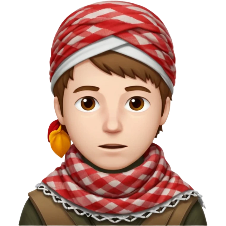 Sore throat for white brown hair guy
No fever - red  palestinian keffieh emoji